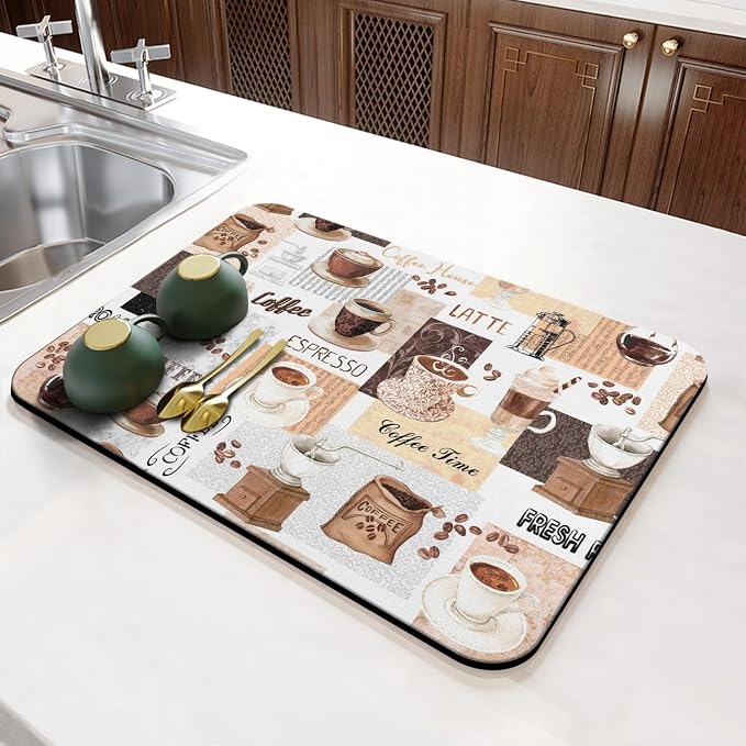 Coffee Mat 23inx15in, Absorbent Hide Stain Anti-Slip Coffee Bar Accessories - Image 3