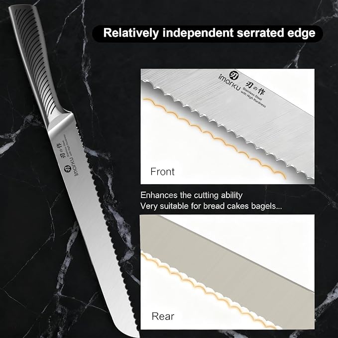 imarku Bread Knife 10 Inch: Japanese High Carbon Stainless Steel Professional - Image 9