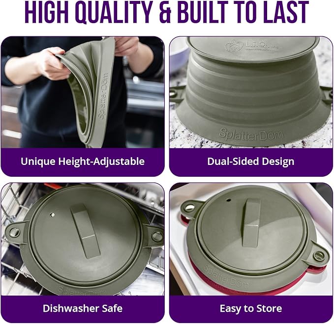 L.I.Q Silicone Splatter Guard – Fits 10 and 12 Inch Pots – Microwave Safe and - Image 4