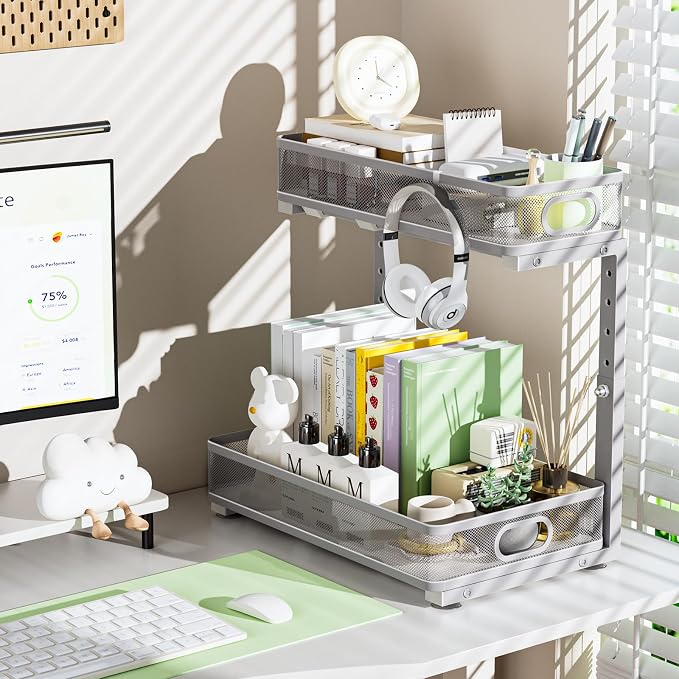Under Sink Organizer 2 Pack, High Adjustable 2 Tier Under Sink Organizers and - Image 8