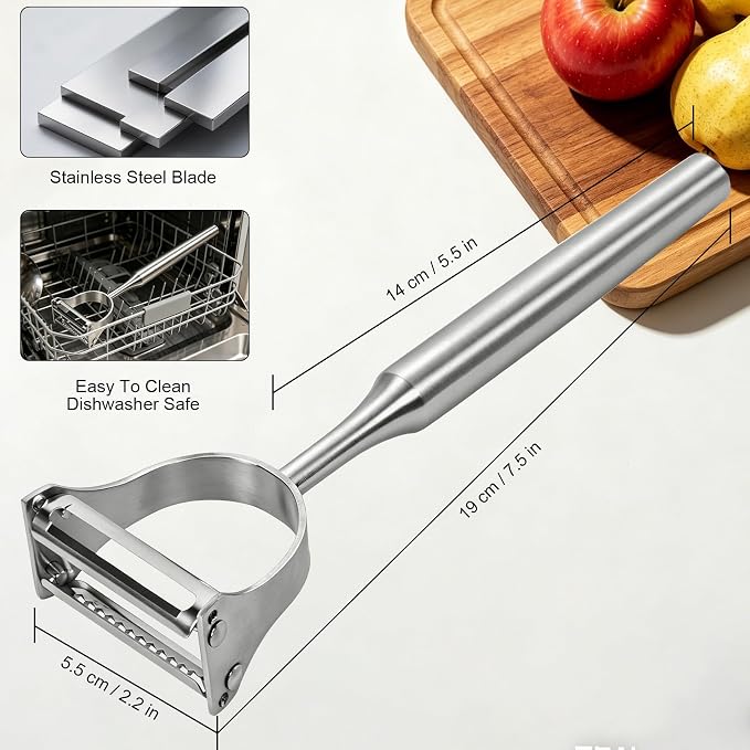 Stainless Steel 2 in 1 Julienne Peeler – Dual Blade Vegetable Cutter - Image 2