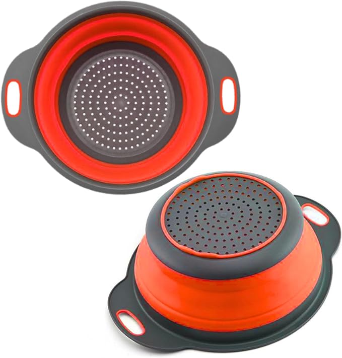 Red Round Silicone Collapsible Colander – Silicone Round Kitchen Strainers by KillersInstinctOutdoors