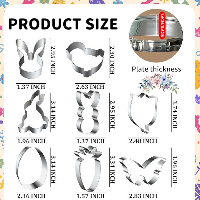 Easter Cookie Cutters Bunny Carrot Tulip Butterfly Chick Egg Biscuit - Image 2