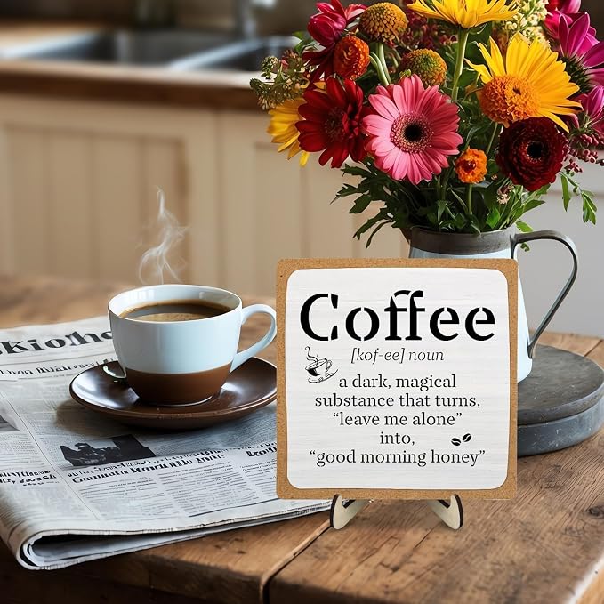 Funny Coffee Bar Decor – Rustic Wooden Sign - Image 6