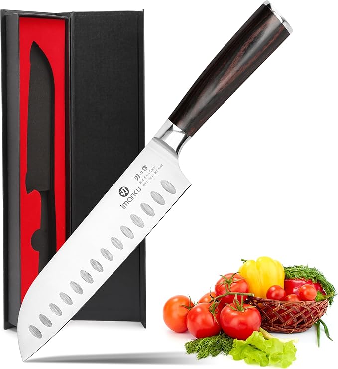 imarku Chef Knife 7 Inch Kitchen Knife Ultra Sharp Santoku Knife by imarku