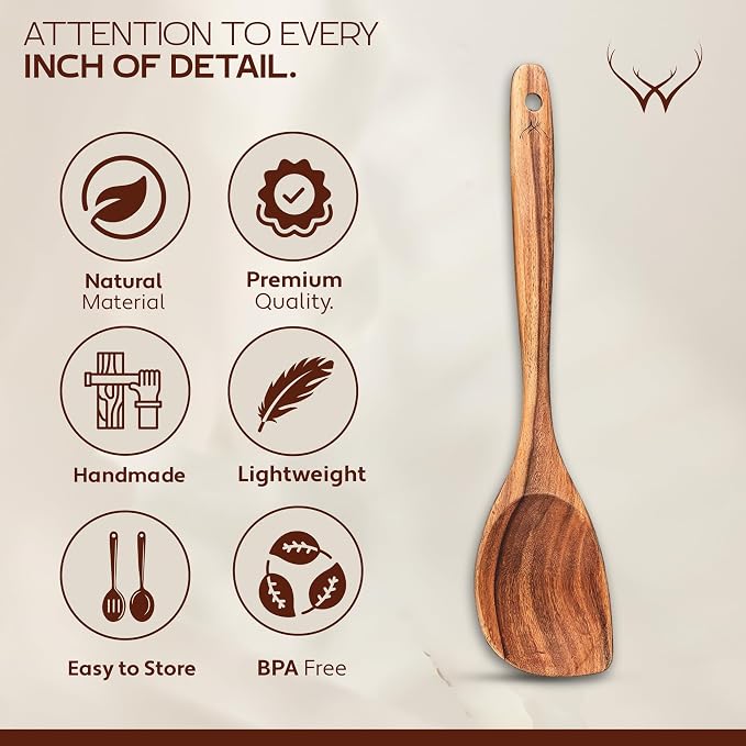 CORNER Teak Wooden Spoon for Cooking - Image 5