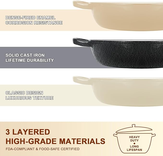 AHJ 6QT Dutch Oven For Bread Baking, Enameled Cast Iron Dutch Oven Pot - Image 8