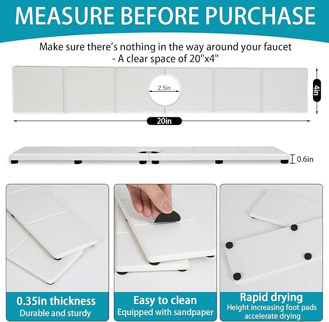Fast Drying Faucet Mat for Kitchen Sink, Water Absorbent Diatomite Stone Sink - Image 6