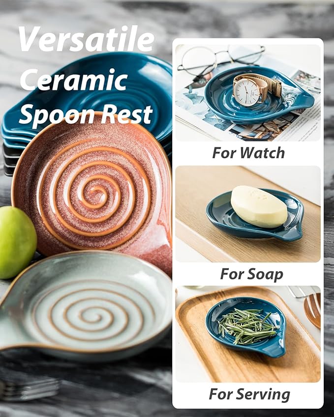 LAUCHUH Spoon Rest, Ceramic Spoon Holder - Image 5