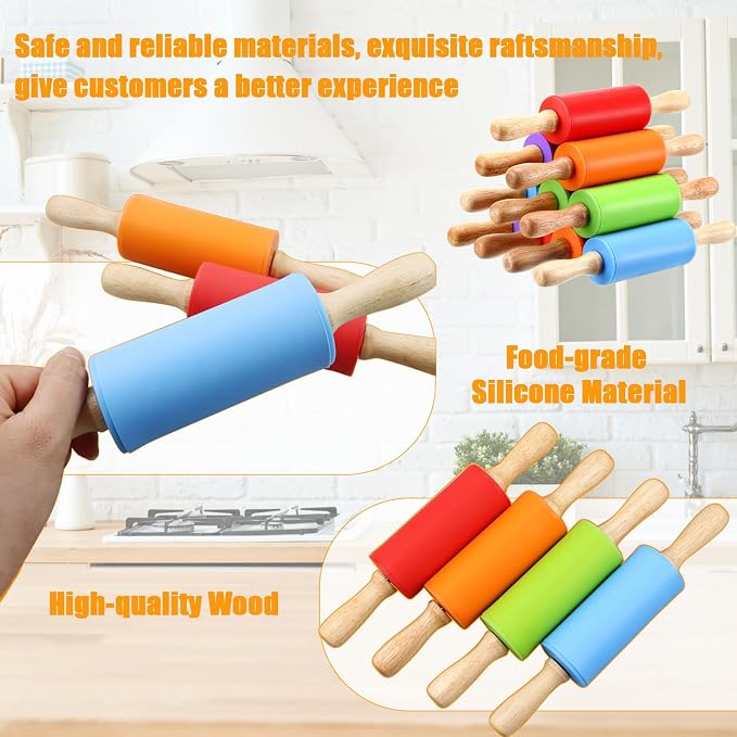 10Pcs 9 Inch Silicone Small Rolling Pin - Image 2