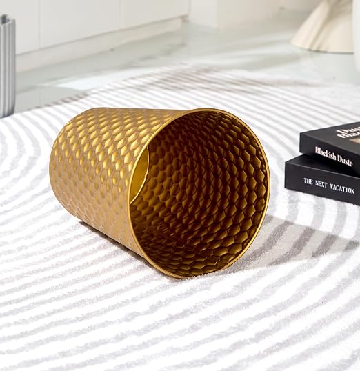 Venalys Small Metal Trash Can Wastebasket, Decorative Honeycomb Garbage Can - Image 9
