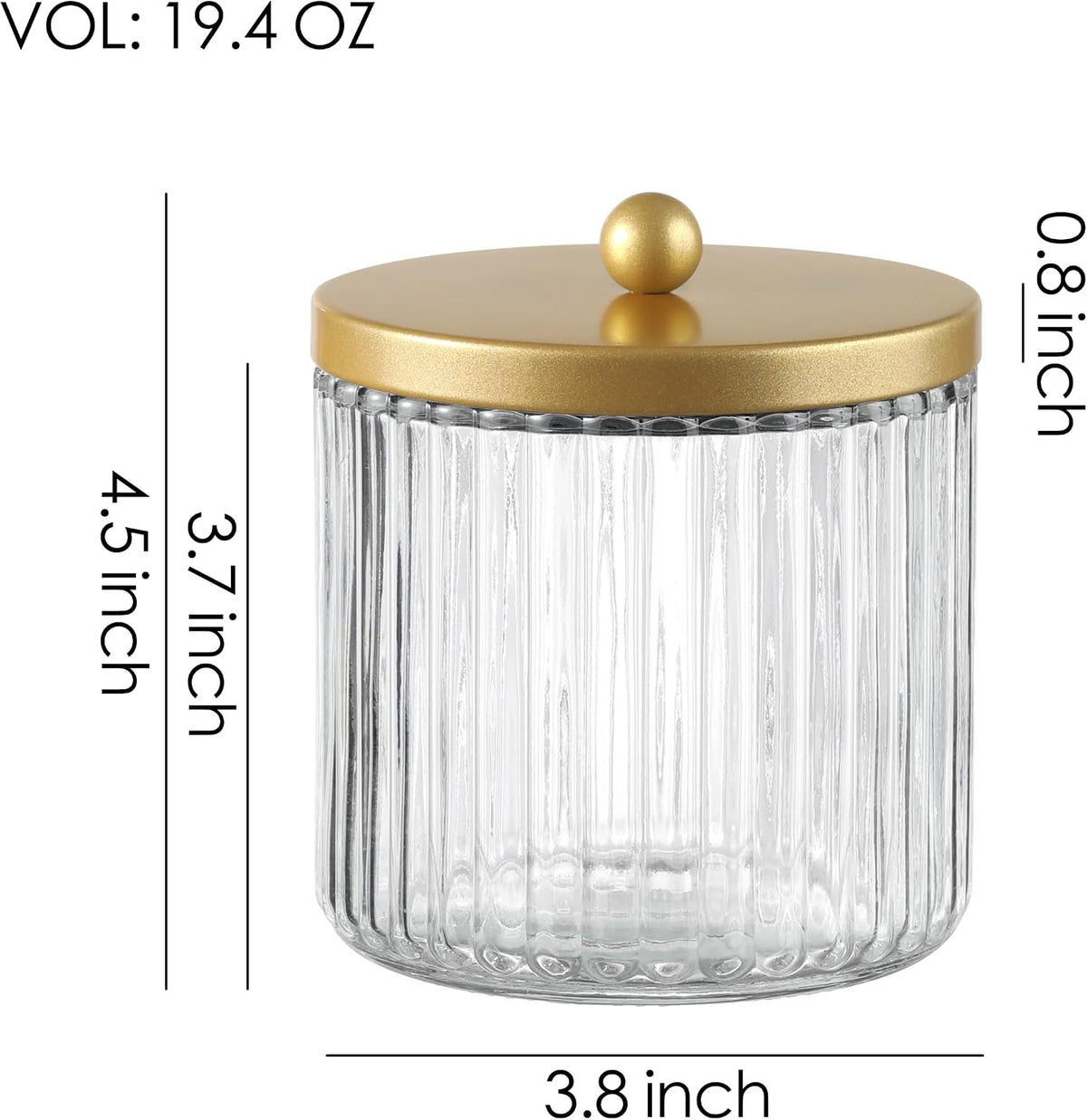 Matte Golden Yellow Set of 2 Glass Qtip Holder Dispenser Set for