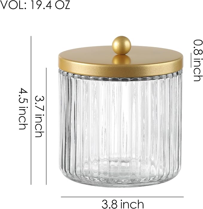 KMwares Matte Golden Yellow Set of 2 Glass Qtip Holder Dispenser Set - Image 6