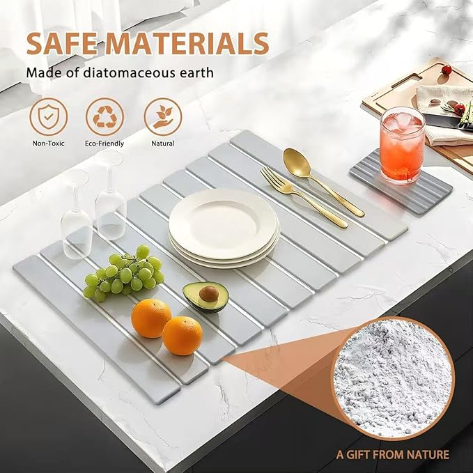 2 PCS Large Stone Dish Drying Mat - Image 4
