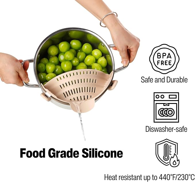 Silicone Pot Strainer, Emptycolor Adjustable Clip On Strainer - Image 3