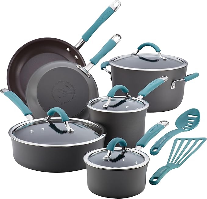 Rachael Ray Cucina Hard Anodized Nonstick Cookware Pots and Pans Set, 12 Piece by RachaelRayKitchenware