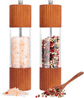 Acacia Wooden Salt and Pepper Grinder Set, 8 Inches Refillable Salt and Pepper by Setron