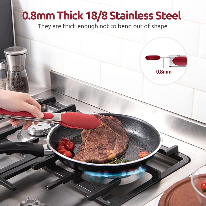 600ºF Heat Resistant Kitchen Tongs: U-Taste 9 inch Silicone Cooking Tong - Image 5