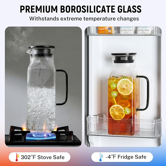 2 Pack 2 Liters/68 oz Square Glass Pitcher - Image 4