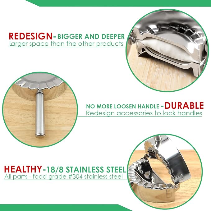 KAYCROWN 3.25 Inch Empanada Press, Stainless Steel Dumpling Maker Dough Cutter - Image 6