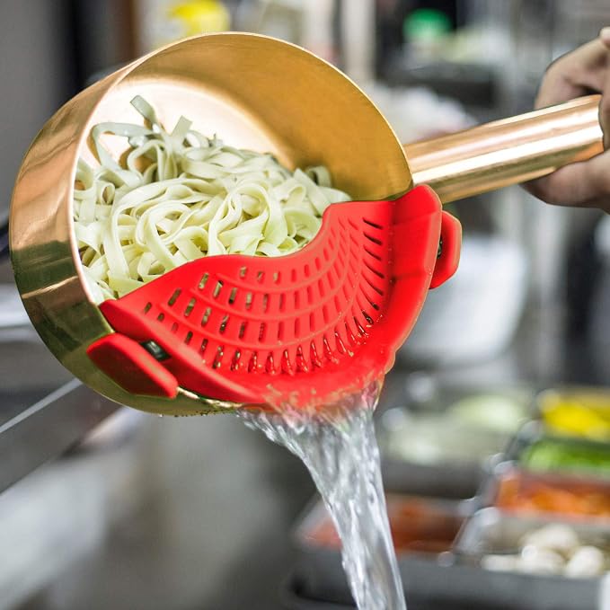 Clip On Strainer Silicone for all Pots and Pans, AUOON Pasta Strainer Clip on - Image 3