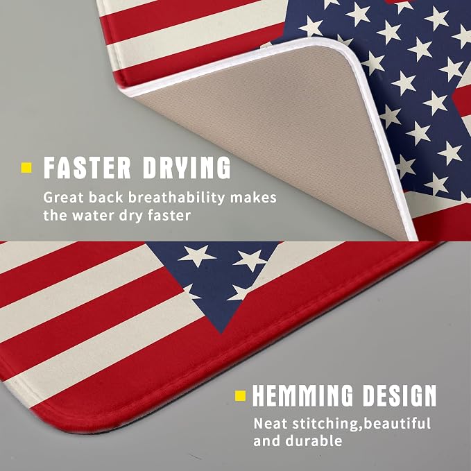 Blue Star Patriotic July of 4th Dish Drying Mat - Image 3
