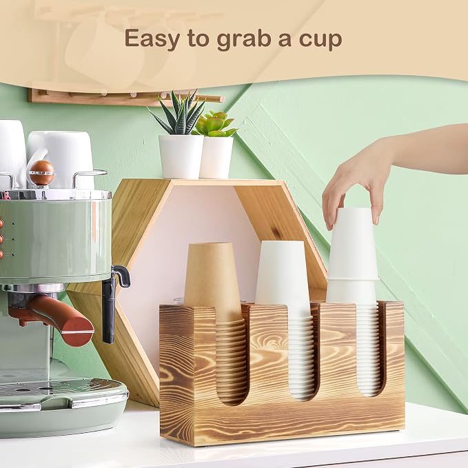 Wooden Coffee Cup and Lid Organizer - Image 4
