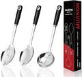 14-in Cooking Spoons Set, Heavy Duty 18/0 Stainless Steel Large Serving Spoons by MUJINON