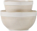 Ceramic Large Glazed White Stripe Mixing Bowls by TEAKISS