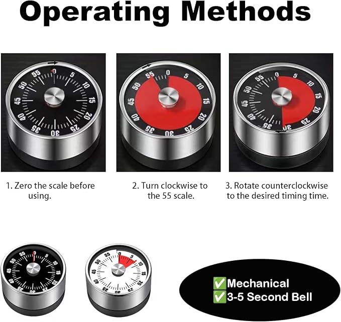 Digital Kitchen Timer for Cooking, Loud Alarm, Magnetic Back - Image 3