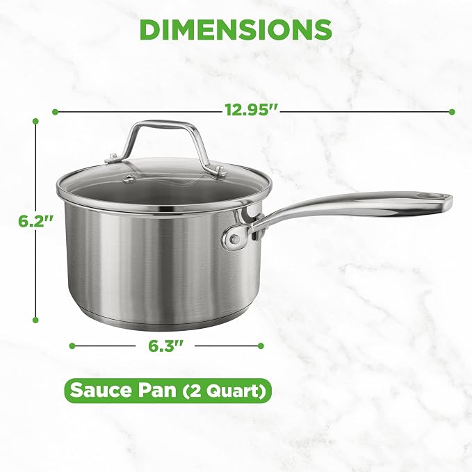NutriChef 2 Quart Stainless Steel Saucepan - Image 5