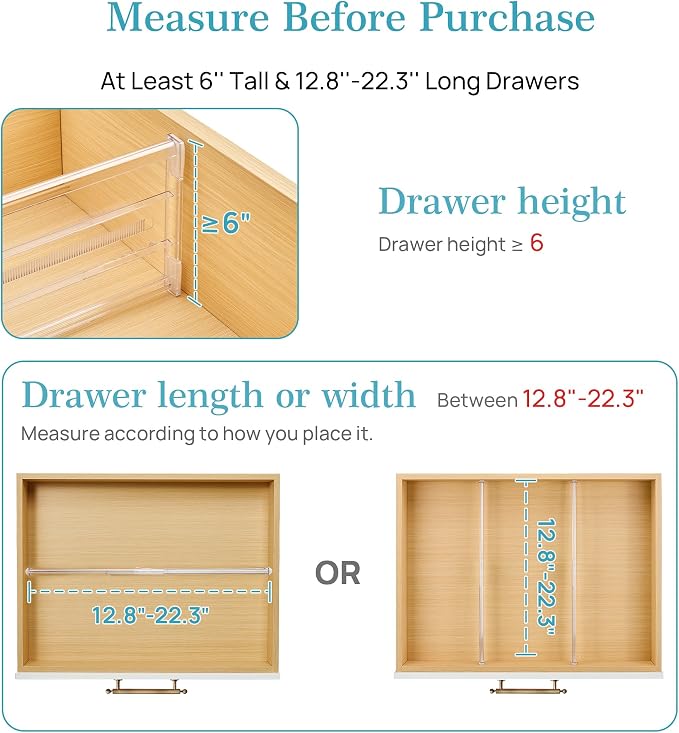 Vtopmart 6 Pack 6" Tall Upgrade Drawer Dividers - Image 2