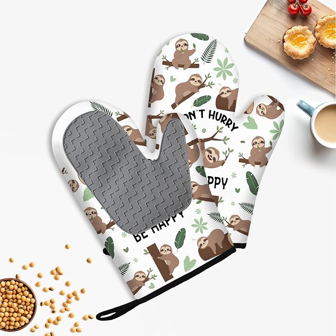 Sloth Gifts for Women, Funny Sloth Oven Mitt & Pot Holder Set, Heat Resistant - Image 4
