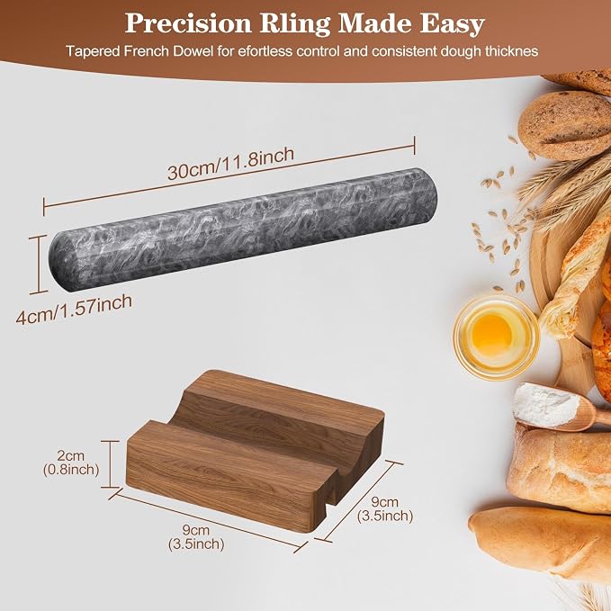 Marble Rolling Pin with Wooden Stand, FiiMan 12 Inch Heavy Rolling Pin - Image 6