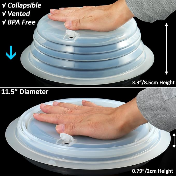 Kichwit Silicone Microwave Plate Cover Collapsible, Dishwasher Safe and BPA Free - Image 3