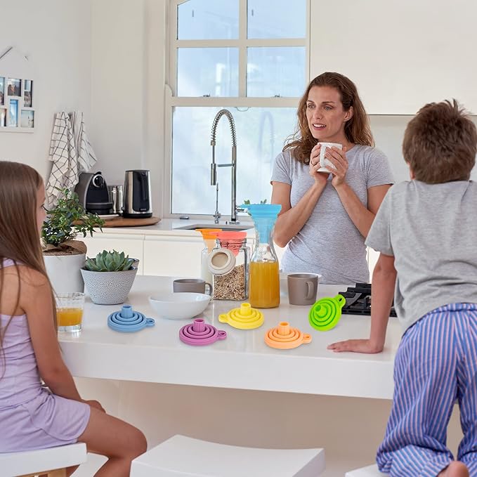 Kitchen Funnel Set 7 Pack, Collapsible Silicone Funnel - Image 7
