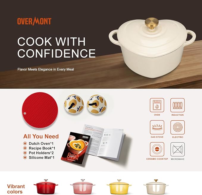 Overmont Enameled Cast Iron Dutch Oven - Image 6