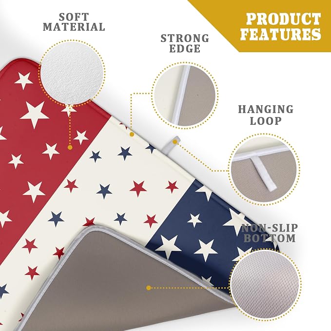 Blue Red White Star July of 4th Patriotic Dish Drying Mat - Image 4