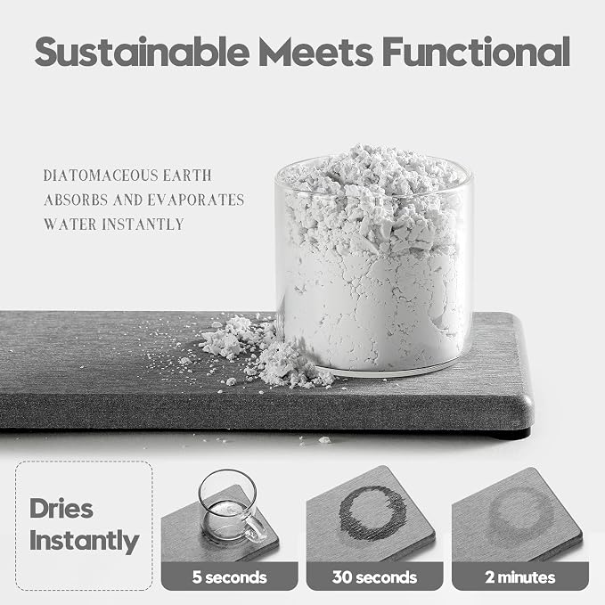Razborci 2PCS Bathroom Counter Vanity Trays, Water Absorbing Diatomite Stone - Image 3