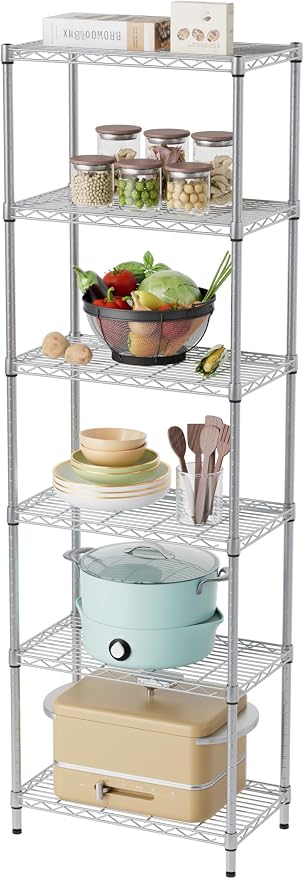 SINGAYE 6 Shelf Wire Shelving Unit Adjustable Metal Shelves Standing Bathroom - Image 8