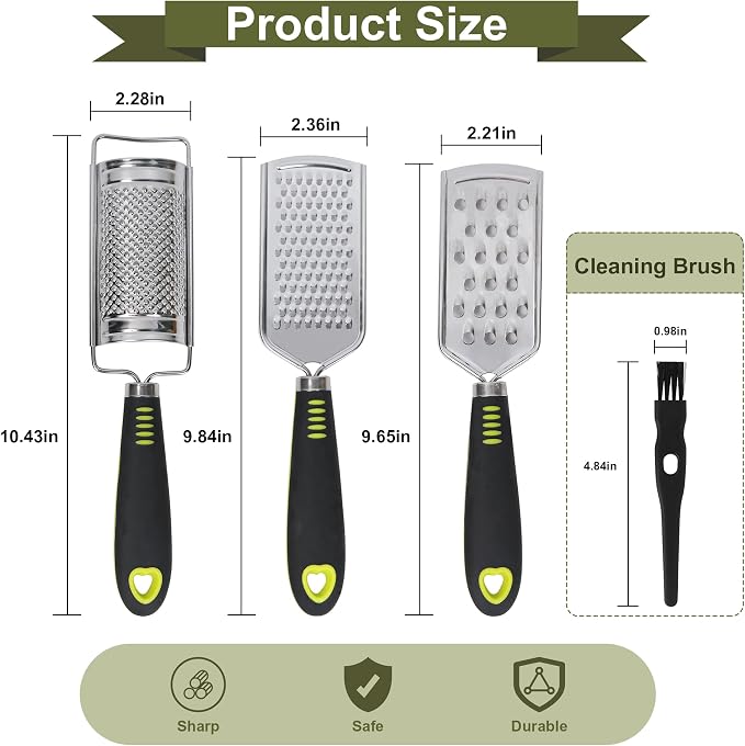 Handheld Cheese Grater Set for Kitchen Stainless Steel Mini Cheese Grater - Image 2