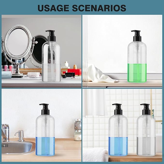 Empty Plastic Pump Bottles Dispenser 2 Pack Clear Refillable Pump Bottle - Image 5
