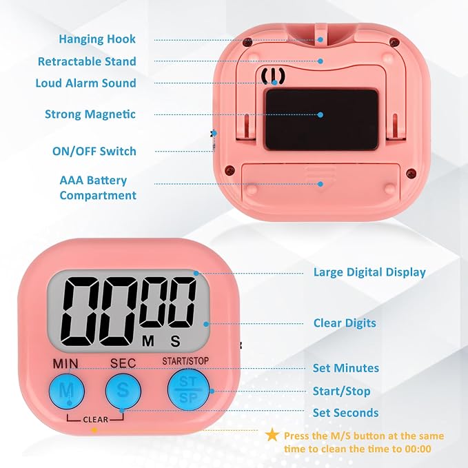 ZILLEEN 6 Pack Kitchen Timers for Cooking Digital Classroom Timers for Teachers - Image 6