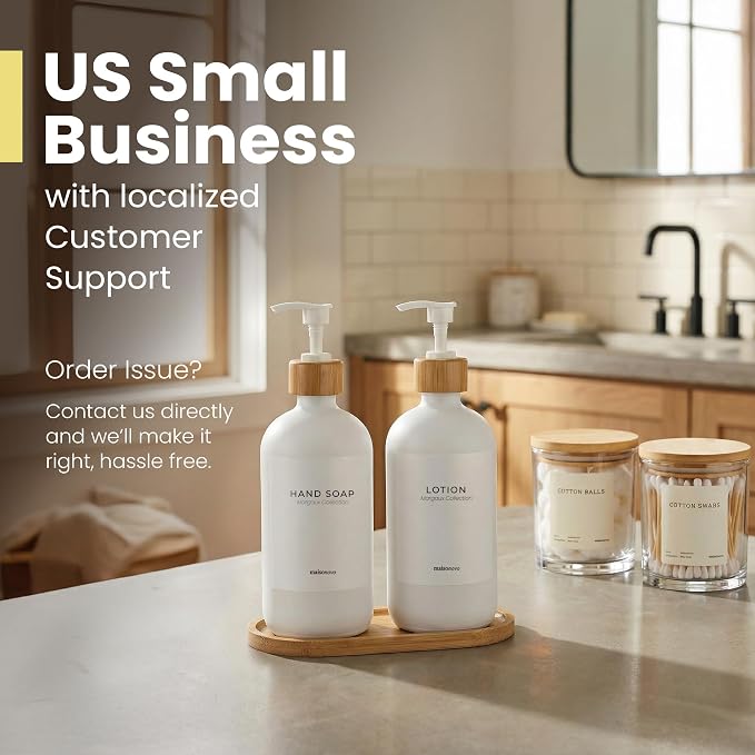 MaisoNovo Glass Soap Dispenser Bathroom Set of 2-16.9 oz Bathroom Soap - Image 3