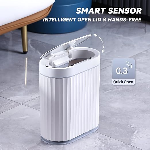 ELPHECO Bathroom Trash can Motion Sensor, AutomaticGarbage can, Slim Plastic - Image 4