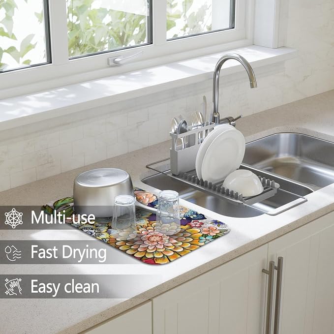 Dish Drying Mat for Kitchen Counter 2 Pack - Image 2