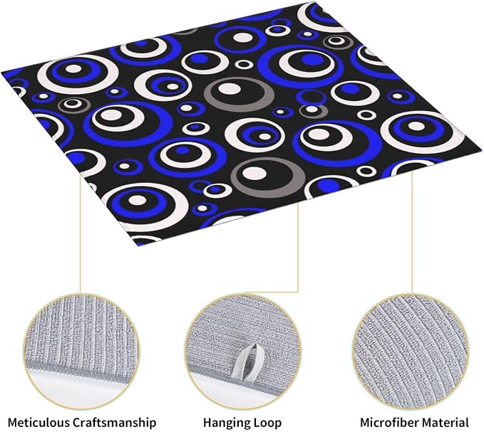 Blue Black White Geometric Circle Dish Drying Mat - Image 6