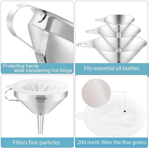 Toncoo 6 Pack Stainless Steel Funnels - Image 5