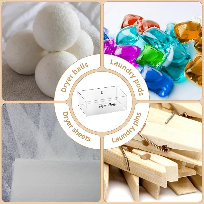 Dryer Ball Holder for Laundry Room, Acrylic Dishwasher Pods Container - Image 4