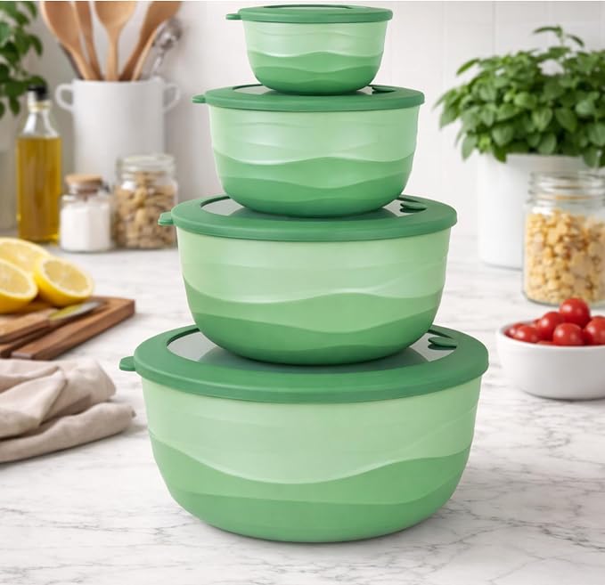 Pera Mixing Bowls with Lids Set, 8 Piece, BPA Free Nesting Kitchen Bowl Set - Image 7